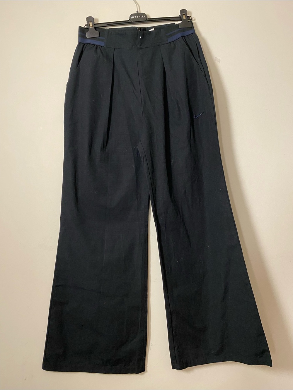 Nike  NWT Black Wide-Leg Trousers with Navy Waist Detail